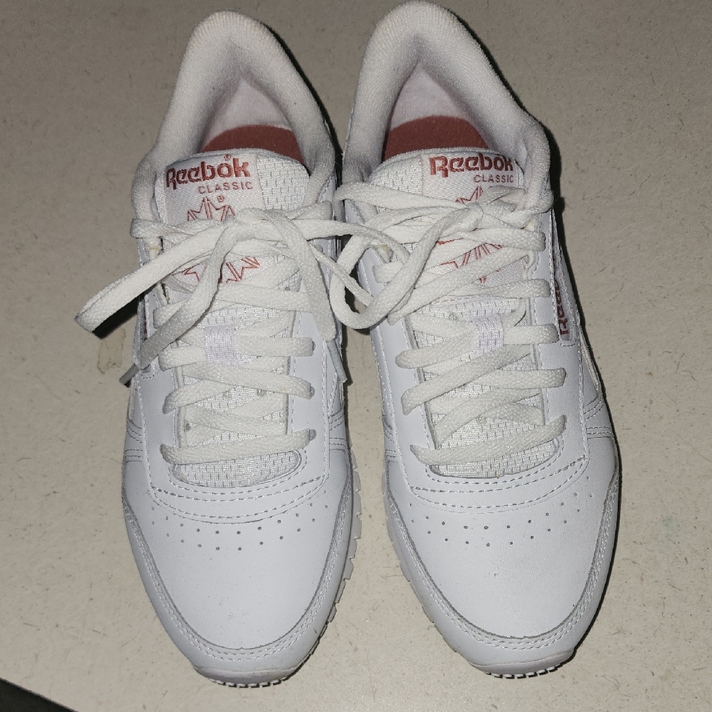 Reebok White and Red Classic Sneakers